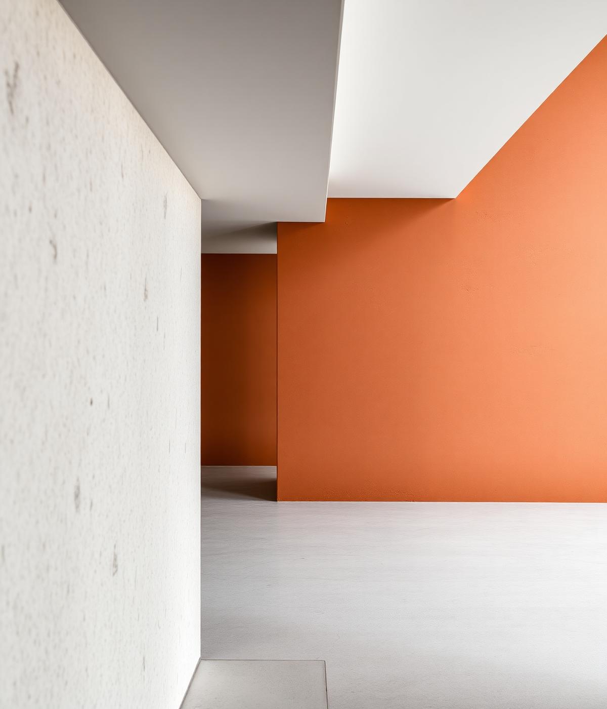 Warm terracotta and stone architectural interior